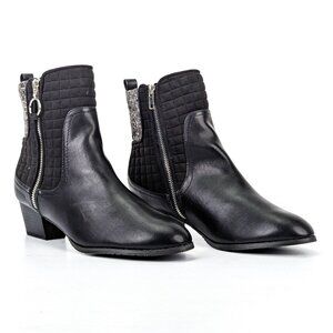 Ros Hommerson Women Reese Black Faux Leather Zip Office Dress Boots sz 11